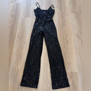 Elegant Black Sequin Jumpsuit